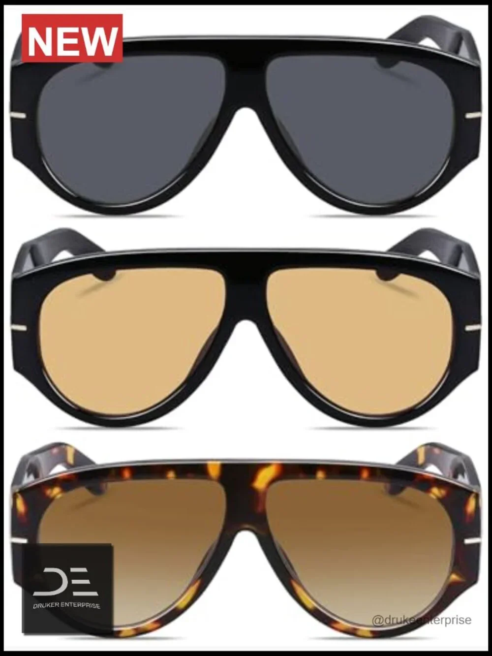 Oversized Retro Aviator Sunglasses UV400 Protection Oval Lens Full Frame